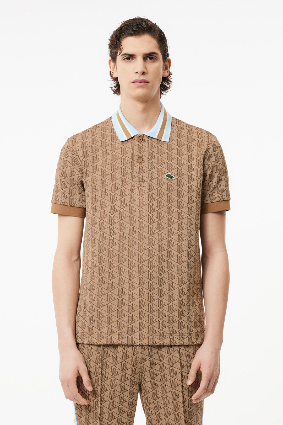 Contrast Collar Monogram Polo T-Shirt